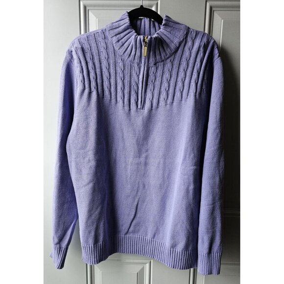 Karen Scott Women's Purple Cotton Zip-Neck Sweater XXL 100% Cotton - Picture 1 of 14